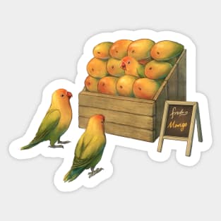 Lovebird Parrots and Mangos Sticker